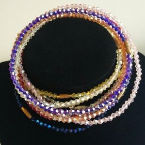 Set of 2 Handmade Beads Anklet Yellow, Pink,Blue, Red